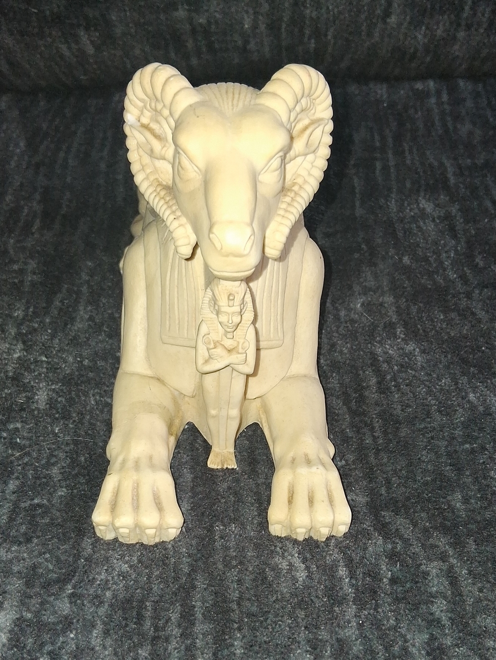 Cream Recin Egyptian Ram-Headed  Sphinx Sculpture - Decorative Home Art